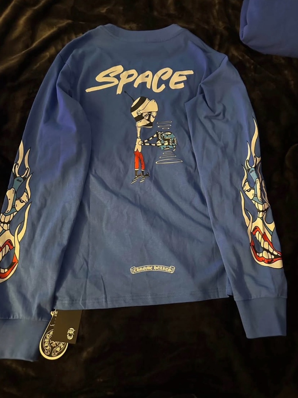 Mens Long Sleeve 'Space' Graphic Tee - Blue